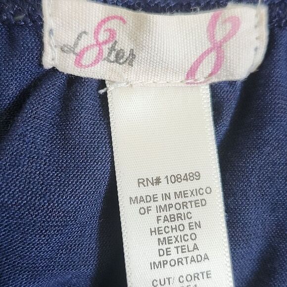 L8ter Navy Blue Maxi Dress W/ Hot Pink Detail, Spaghetti Straps, L - Picture 4 of 6